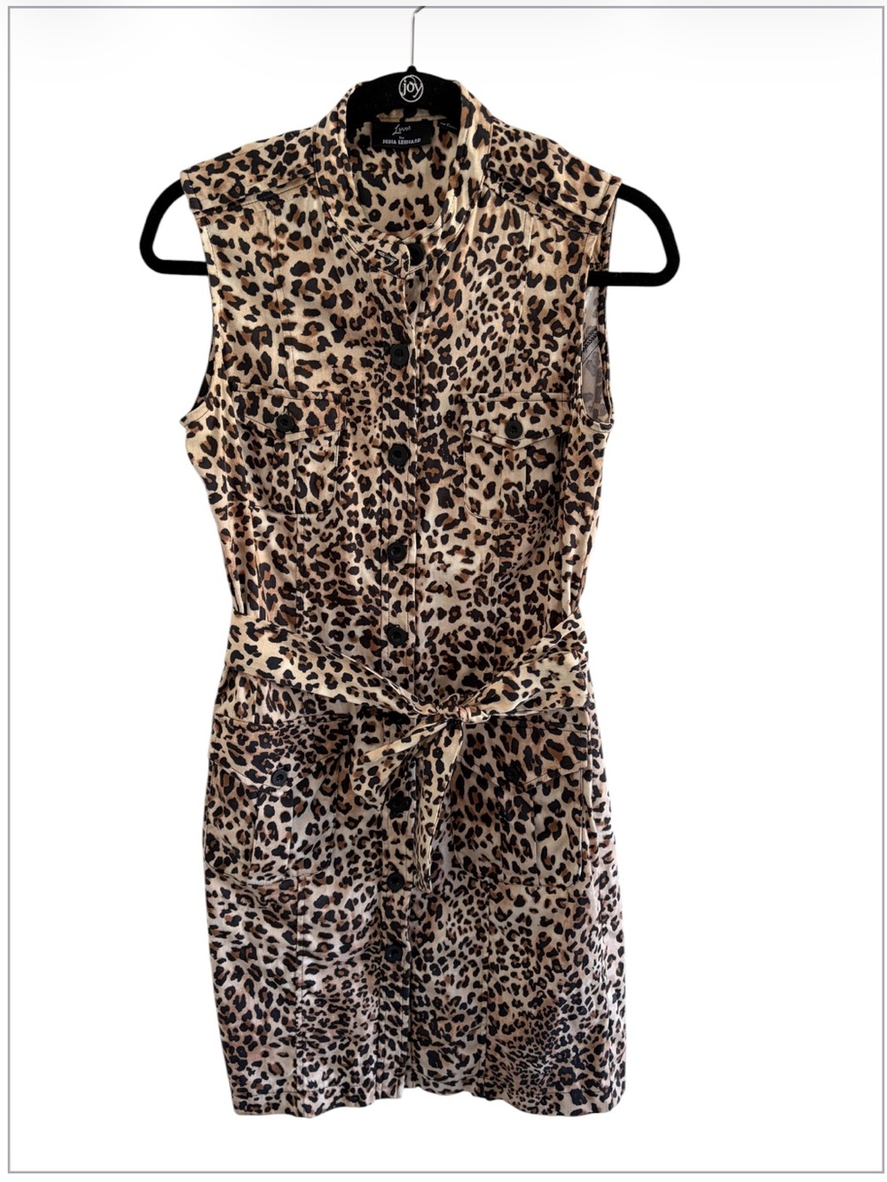 Sleeveless Leopard Print button front dress